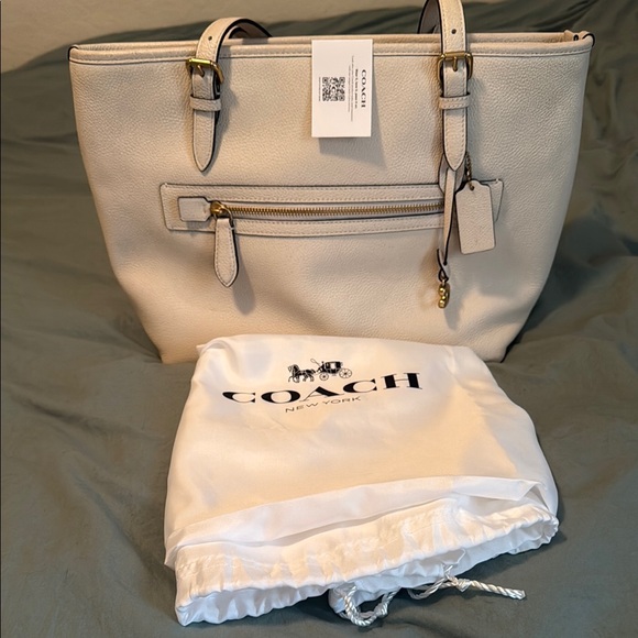 Coach Off-White Leather Tote - Picture 1 of 7